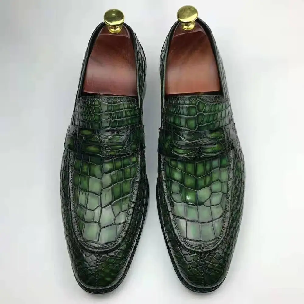Custom Design Alligator skin Loafer Shoes Men Goodyear welt Crocodile Leather Formal Men Shoes Luxury Wedding Shoes for Men