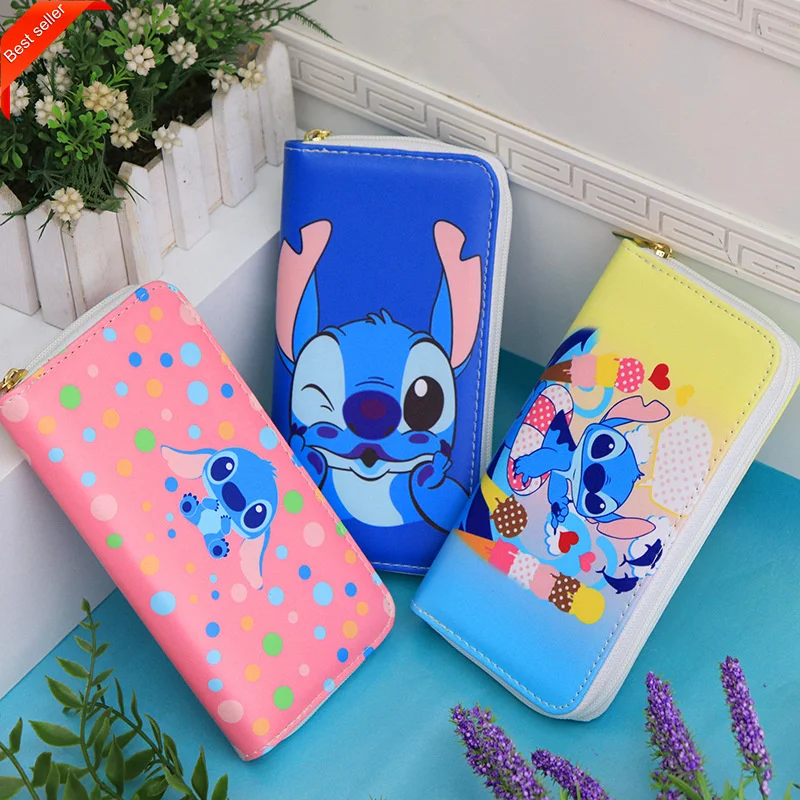 2022 NEW Fashion Wallet Stitch Lilo Cartoon Zipper Large Capacity Soft PU Leather Wallet Girl Boy