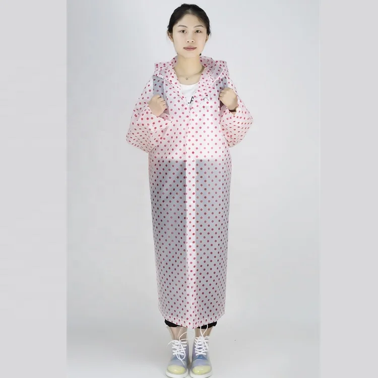 
fashionable rain wear overall with dot pattern one size fit all waterproof reusable and biodegradable 