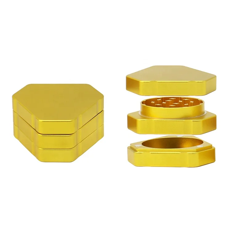 New All Magnet Aluminum Hexagonal Shape Herbal Herb Grinder 62 MM 3 Piece Metal Tobacco Smoking Grinders Spice Crusher