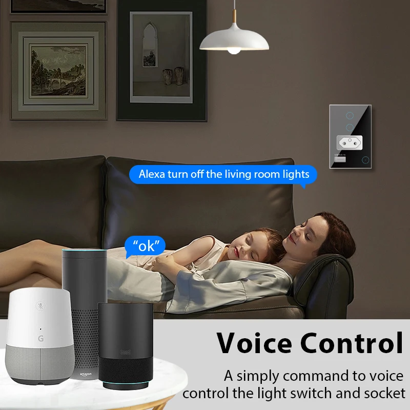 Brazil 120*76mm Wall Socket & Switch Both in One Supporting Mobile Phone/Voice Control and Timer Switch and Scene Linkage