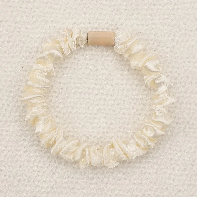 Wholesale Silky Skinny Small Scrunchies Hair Bow Ties Ropes Bands Skinny Scrunchy Elastic Ponytail Holders for Women Girls