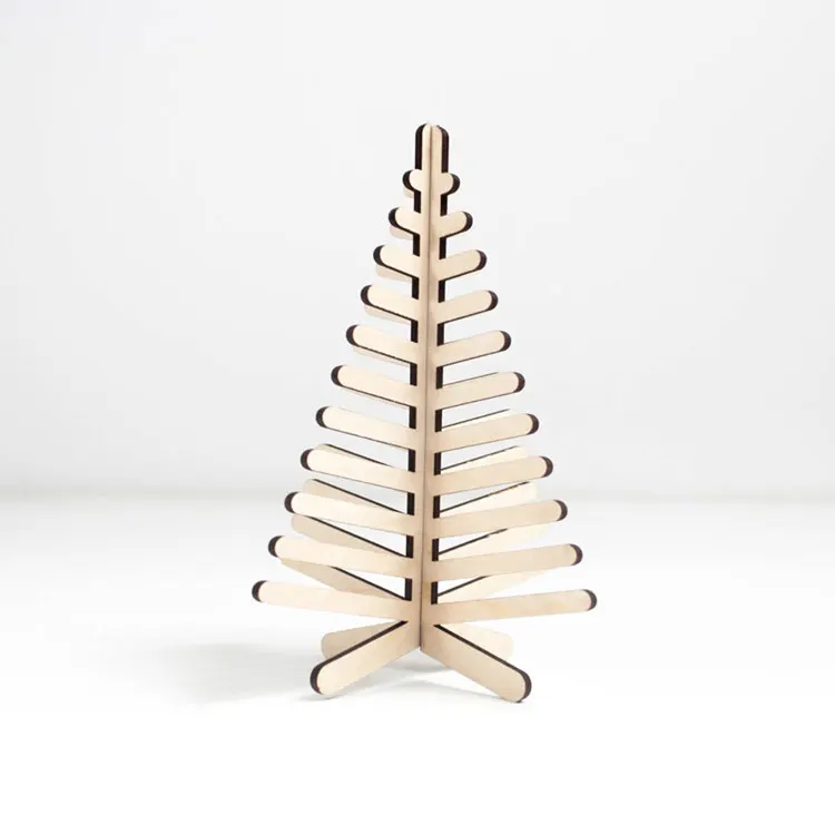 customized plywood laser cut wooden craft in small christmas tree shape