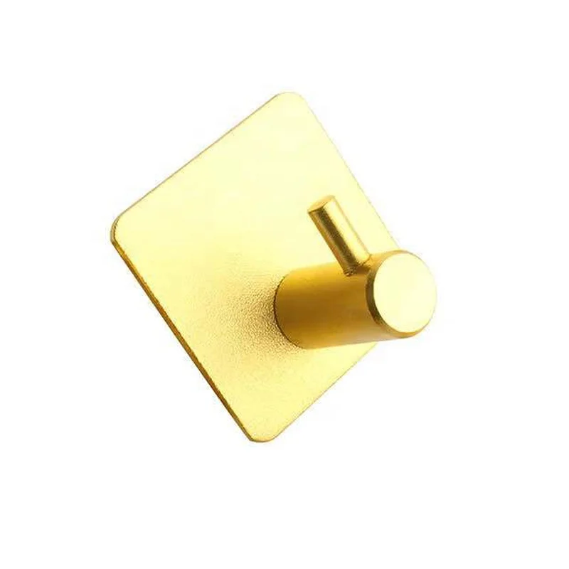 HOT Gold black colorful aluminum no drill removable traceless self adhesive hook 4pack 3M sticker hanger Wall strong hook