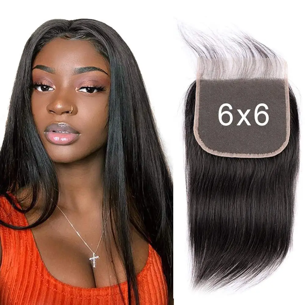 XuChang Kbeth Hair 6x6 кружевная застежка 100% бразильские человеческие волосы швейцарские кружевные прямые волнистые естественные C