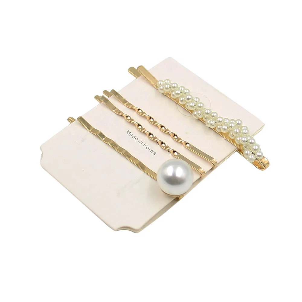 Pearl hairpin gold and silver hair accessories clip unique pearl hair barrettes