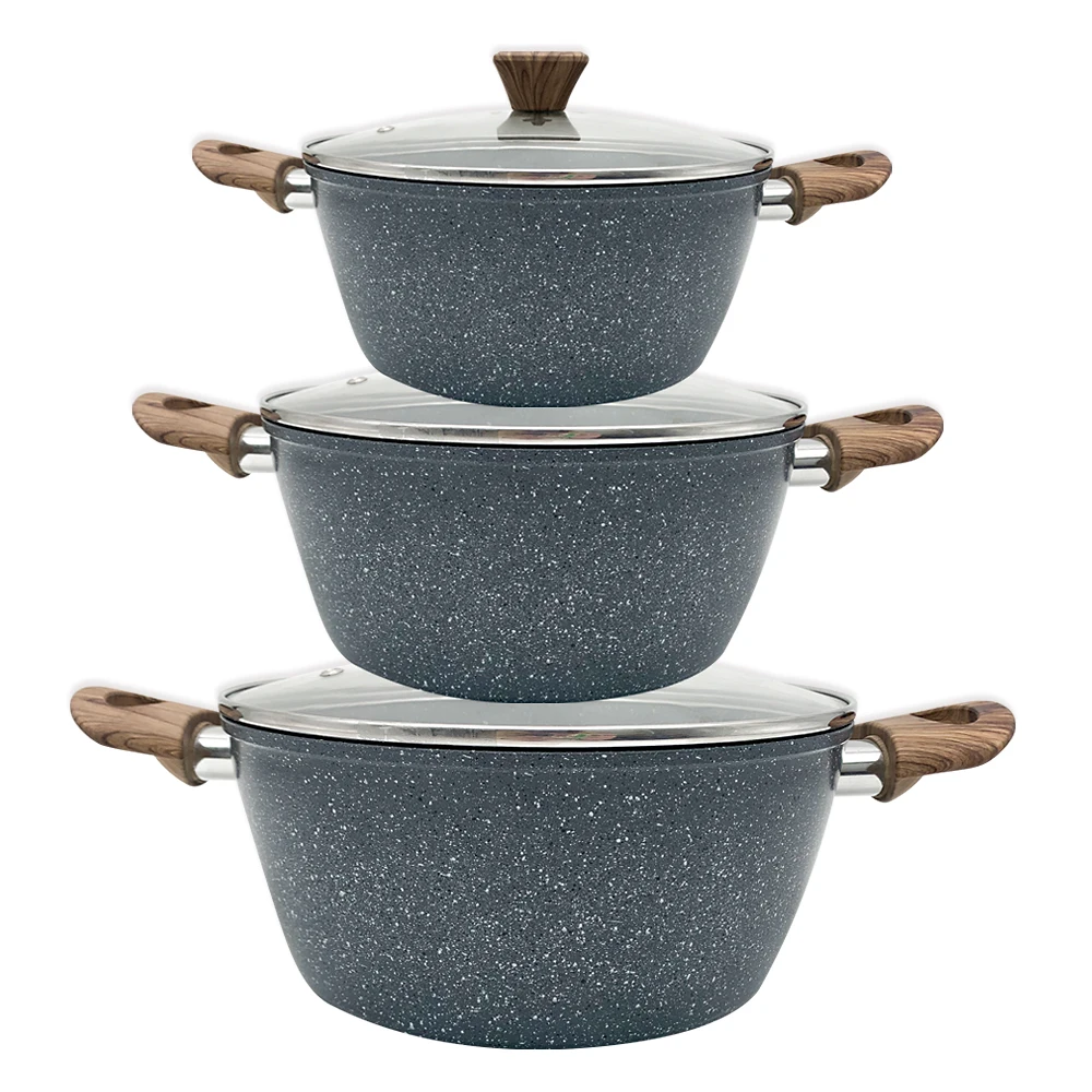 luxury non stick cookware set granite soup pot and pan set no stick casserole pot set kitchen appliance