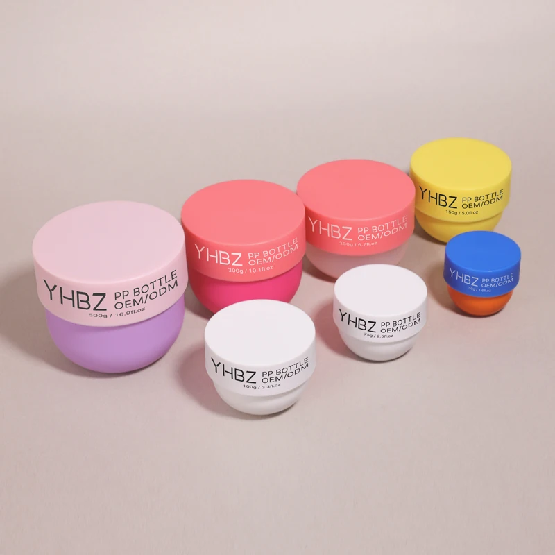 body scrub pp cream jar 50ml 75ml 100ml 150ml 200ml 300ml 500ml recyclable wide mouth round plastic cosmetic pot jar with lid