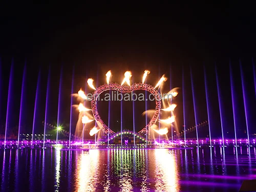 Water Show Fountain With Fire Music Fountain