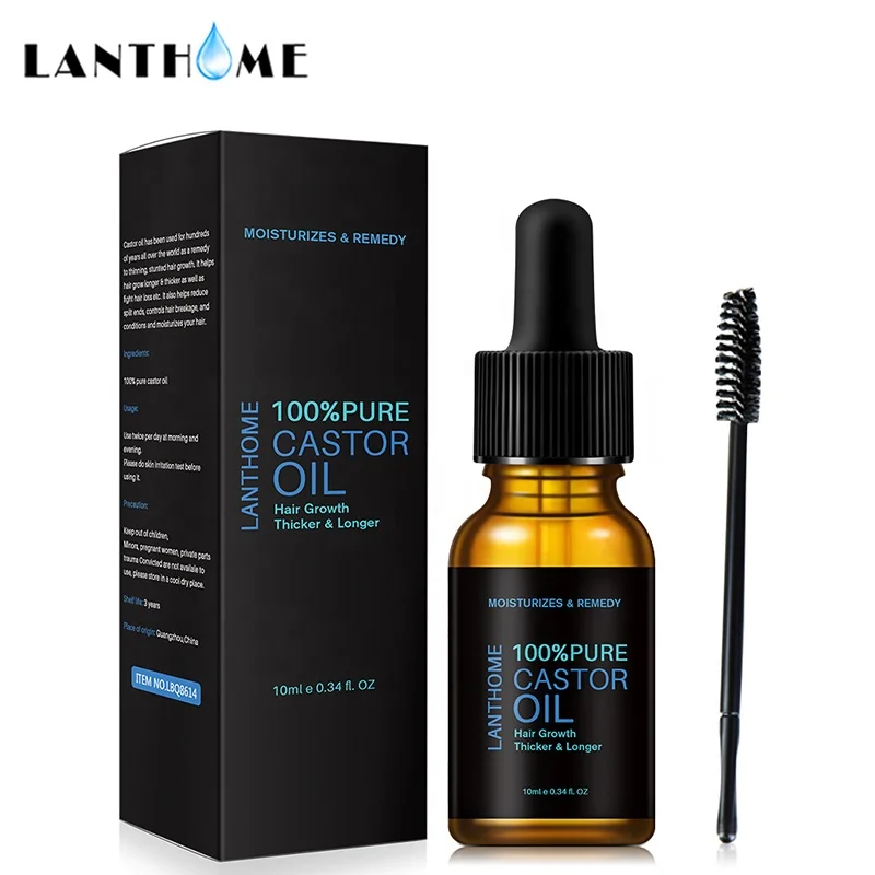 
Lanthome hot sale eyebrow eyelash beard growth castor oil cold pressed black jamaican castor oil 