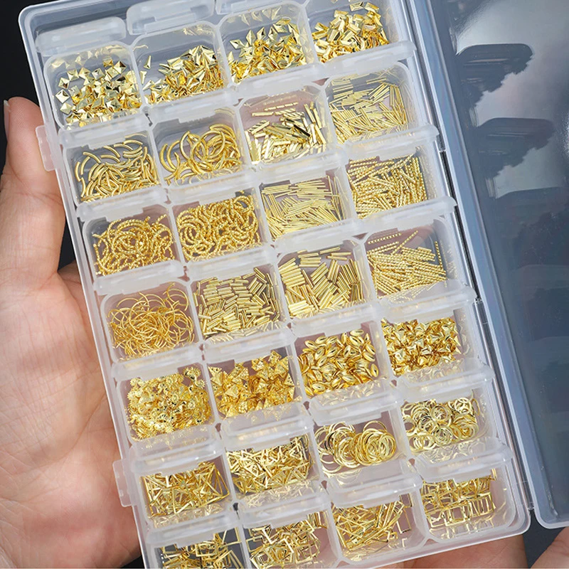 28 Gird Crystal Germ Jewelry Luxury Chrome Pink Hearts Flower Nail Charms Heart Rose Pearl Bear Colorful Nail Rhinestones