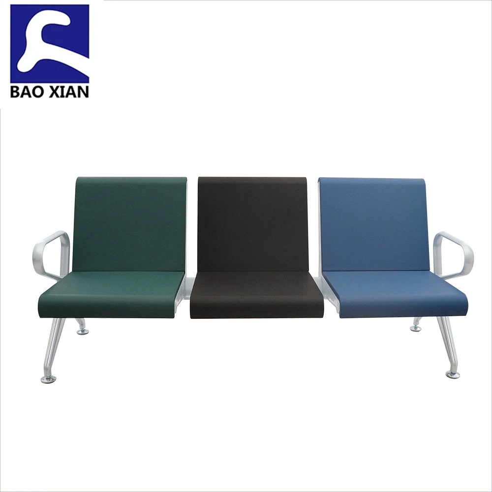 Factory Supply Project  colorful pu cushion 2 3 4 5 seats hospital bench