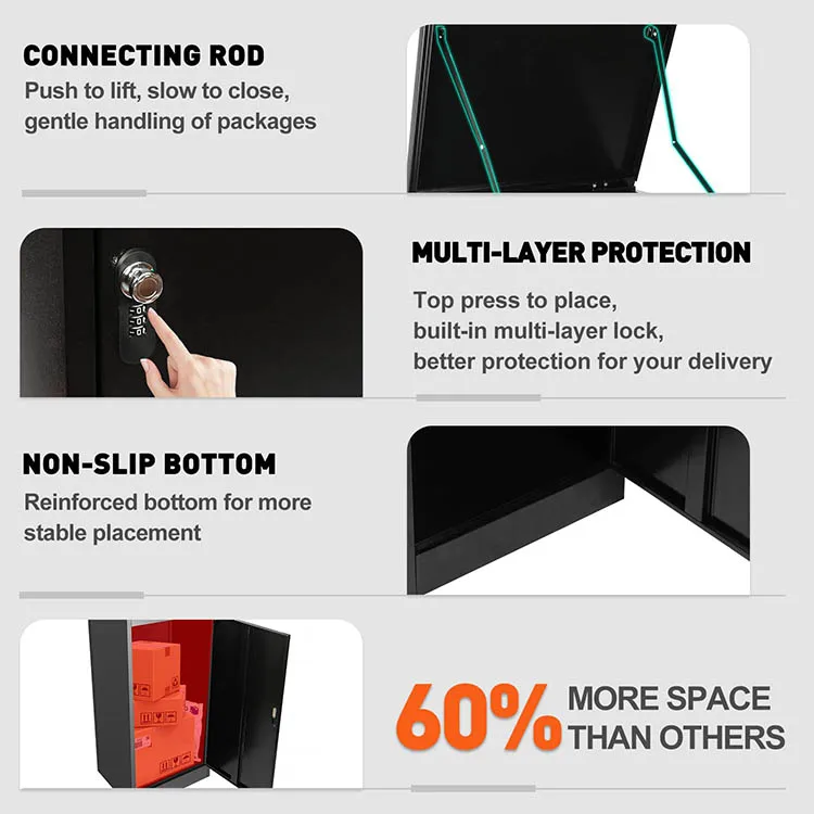 JH-Mech Parcel Drop Boxes For Outside 20.8*16.5*49.2 Extra Large Mailbox Lid With Cushioned Modern Mail Box Metal Outdoor