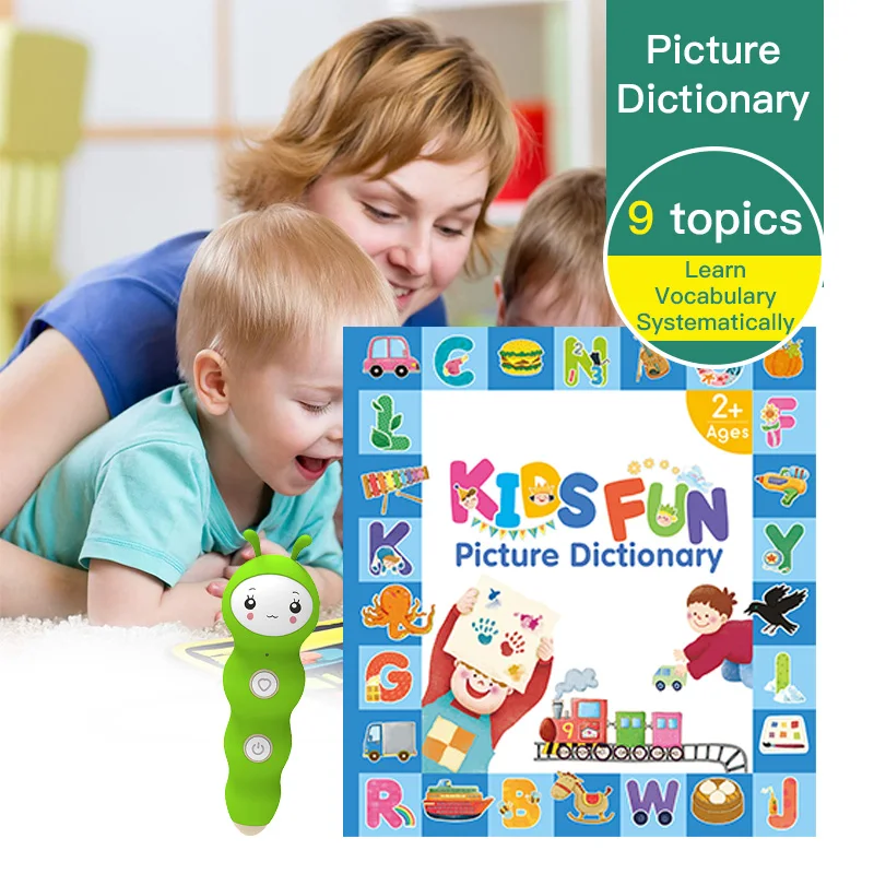 Comprehensive English Learning Set Kids Picture Dictionary and Talking Pen Interactive Audio Books Vocabulary Building