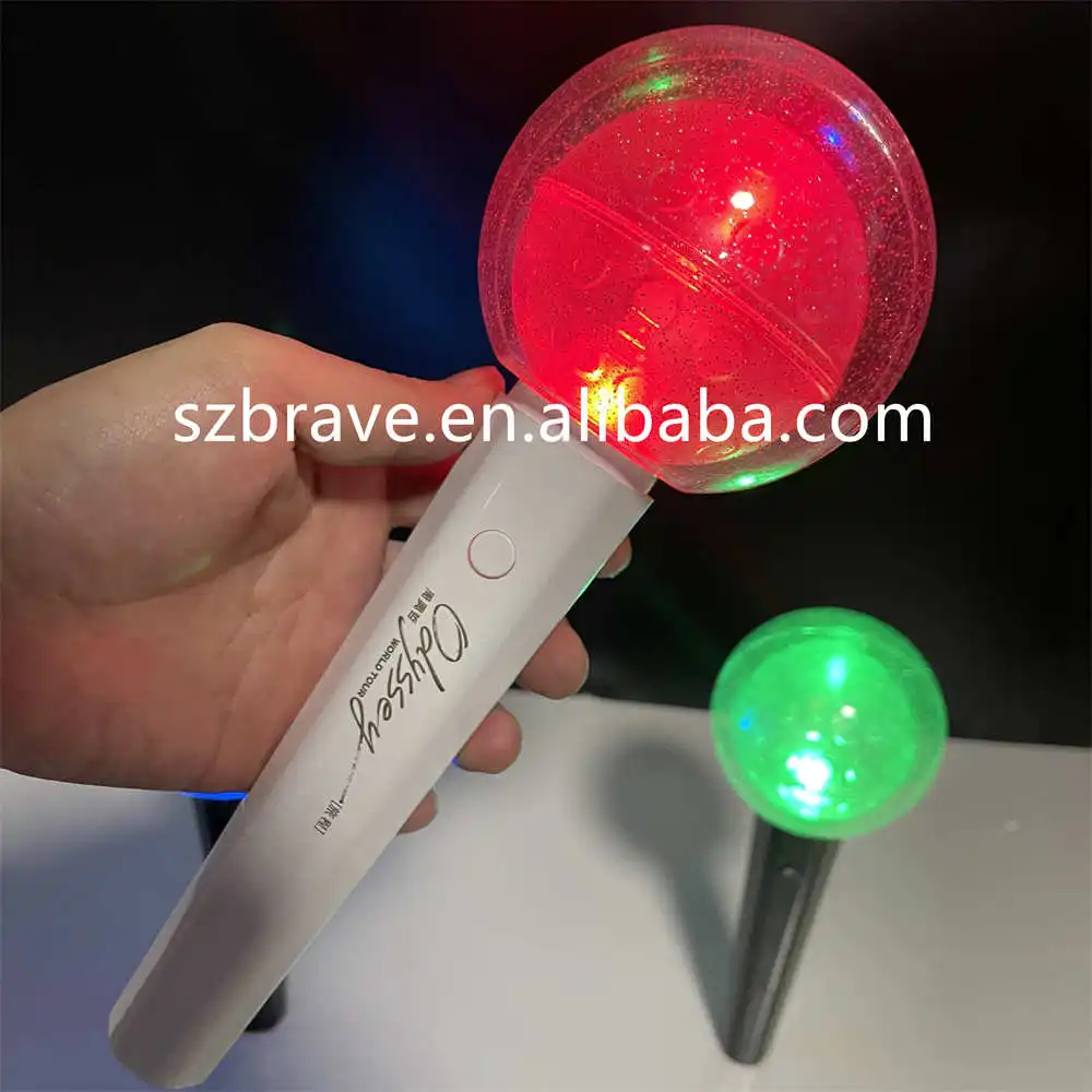 Free Design Wholesale Led Idol Concert Lightstick Color Changing Acrylic Ball Cheering Fans Custom Kpop Light Stick