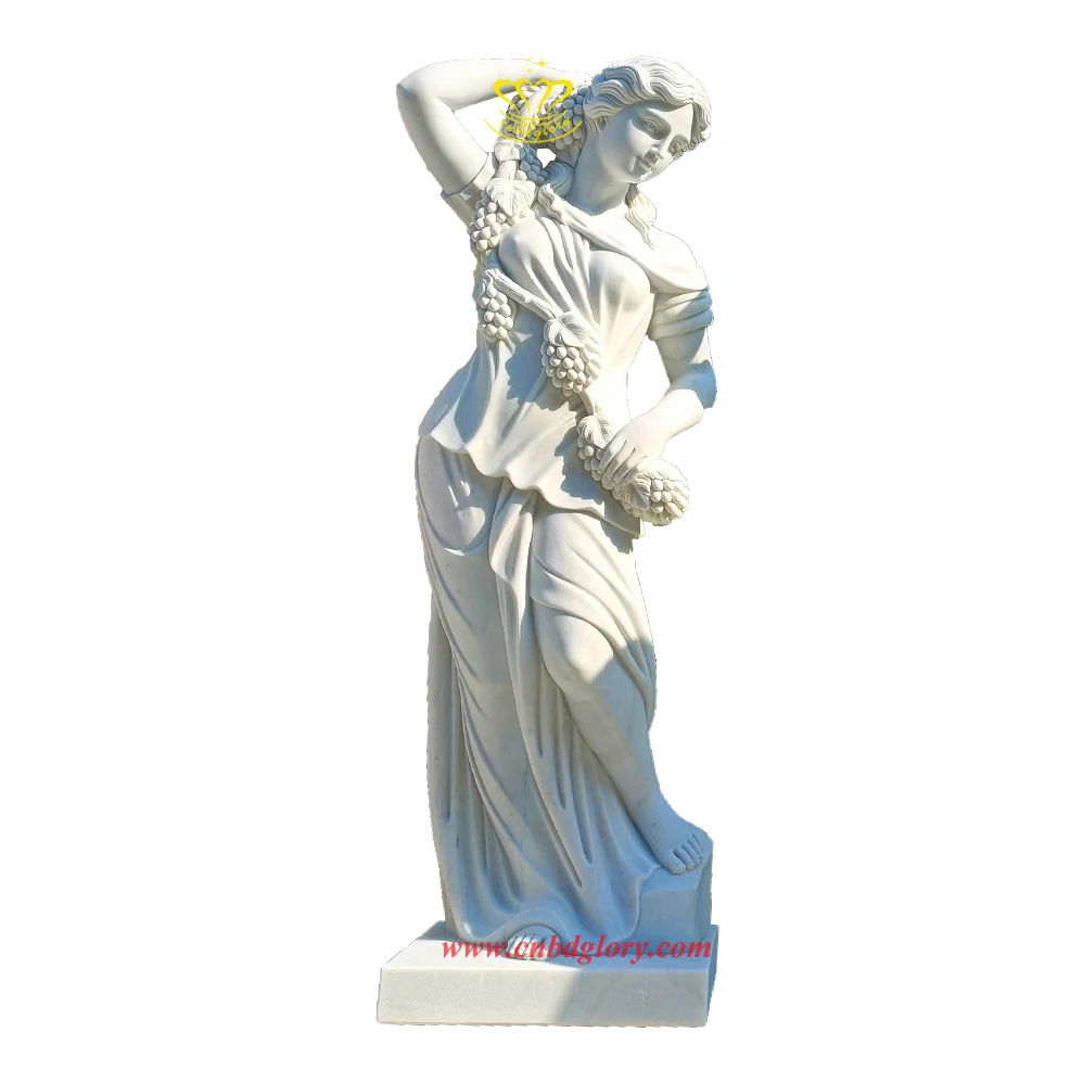 Outdoor garden Street Landscape decoration Design stone art Sculpture Beautiful Marble hold jar lady Statue