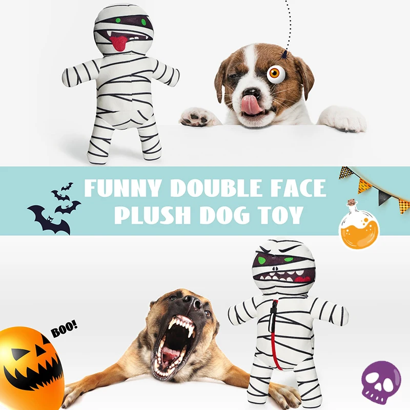 Halloween Mummy Indestructable Dog Toys with Organs Funny Plush Squeaky Dog Chew Toys Interactive Training Hide and Seek Pet toy