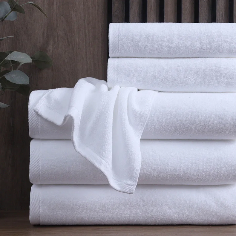 5 star hotel towels white custom logo bathroom linen 100% cotton face hand bath hotel towel set