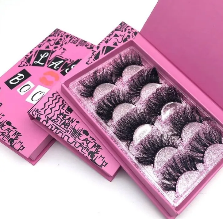 Hot selling handmade full strip lashes eyelash vendor customized pink 5 pairs lash book boxes packaging wholesale