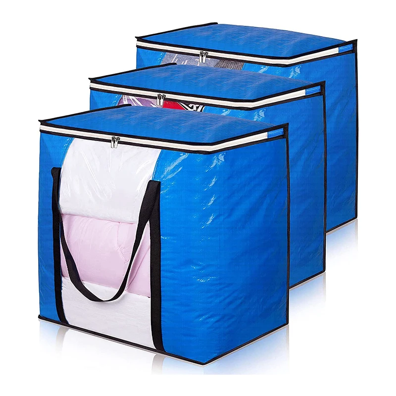 Waterproof Large Blanket Storage 106L Heavy Duty Moving Bags with Zippers and Reinforced Handles