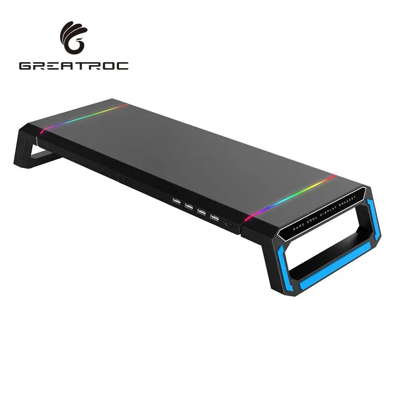 Отличная roc 4 в 1 монитор и подставка для ноутбука с выдвижным ящиком держатель телефона USB hub RGB свет ноутбук подставки Регулируемая по высоте
