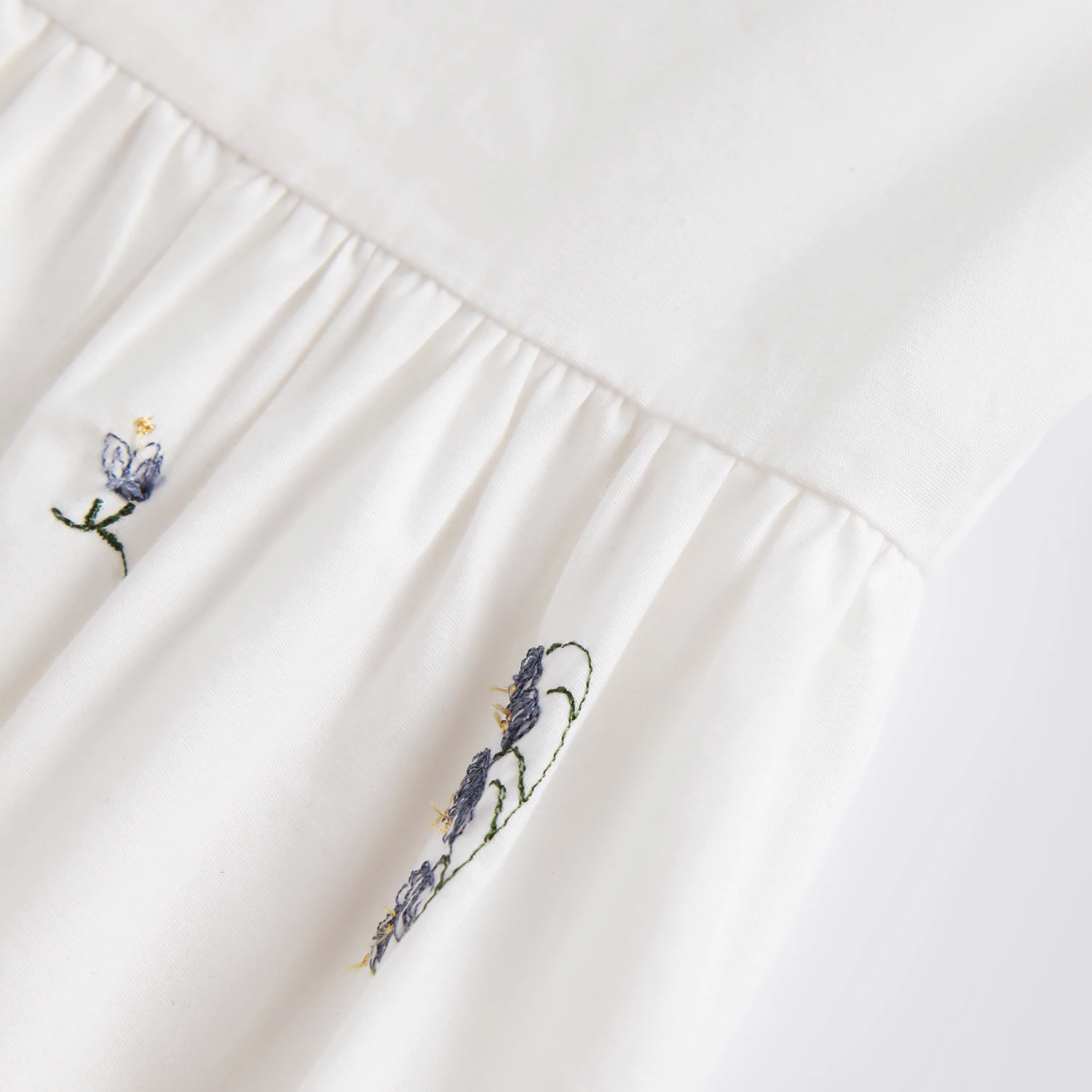 Luxury Clothing Manufacturer Custom Premium Womenswear Cute White Vintage  Floral Embroidery Cotton Pleated A Line Dress Women