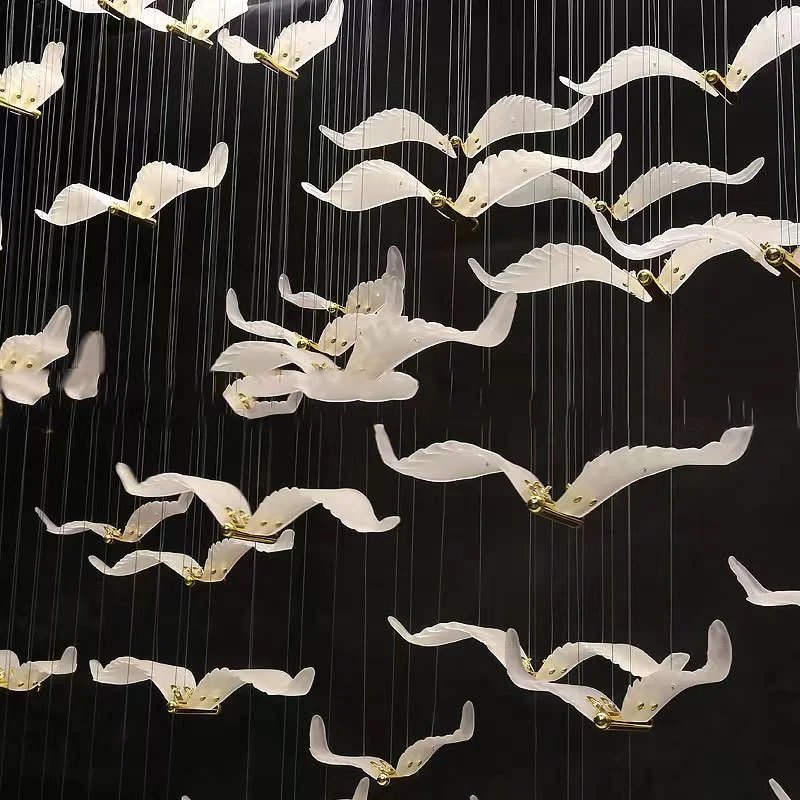Bird Light Modern Glass Wild Goose Chandelier Living Room Dining Room Decorative Bird Chandelier For Hotel Villa