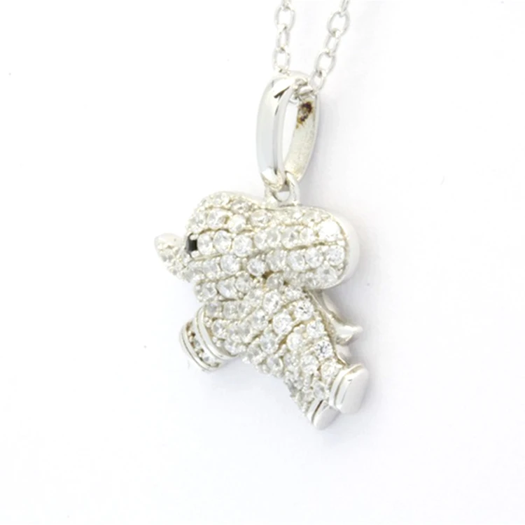 OEM Trendy Cute Wholesalers 925 Sterling Silver Elephant Pendant With Zirconia Rhodium Plated Animal Necklace For Women