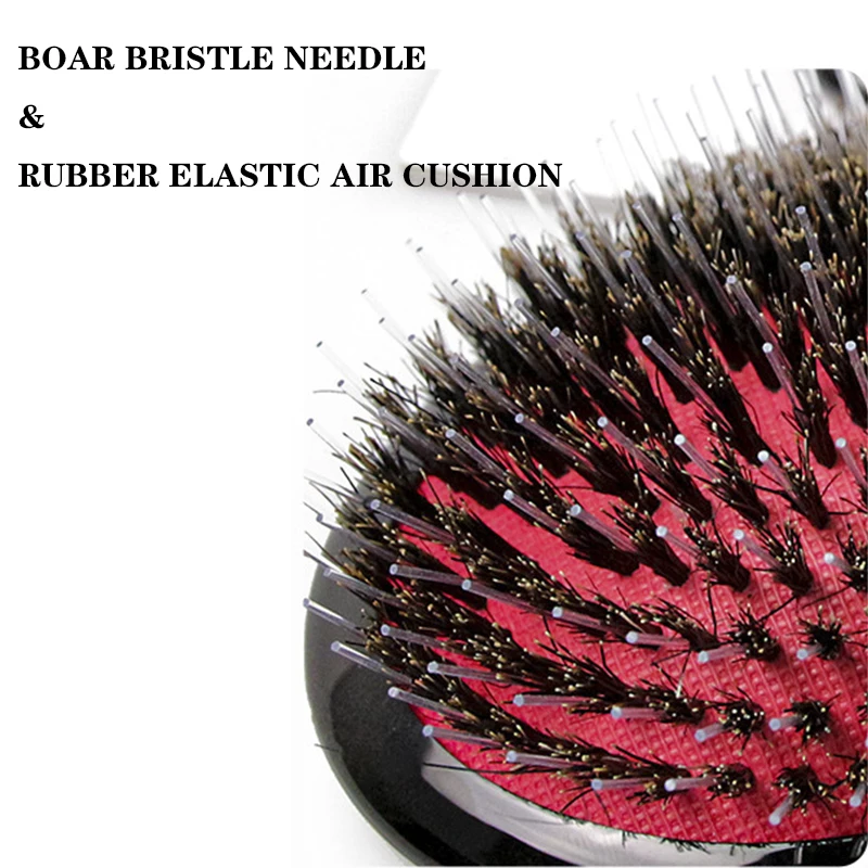 Private Label Hard Medium Hair Brush Pig Boar Bristle Brush Hairbrush Detangling Wig Hair Extensions Cushion Paddle Brush