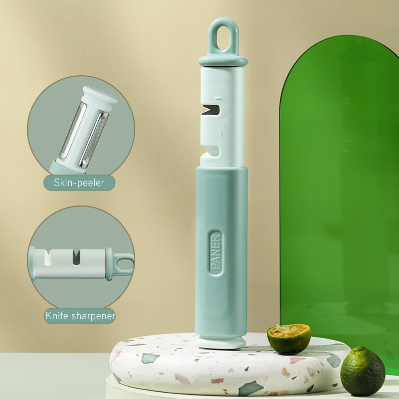 kitchen gadgets Stainless Steel Multi-functional Peeler Fruit Vegetable Peeler Carrot Grater Paring knife with Sharpening Tool