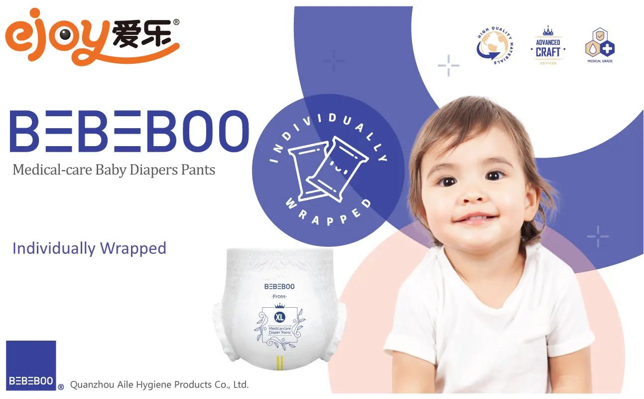 Bebeboo Korean Style XXL Disposable Cloth Pant Diapers Soft Fine Love Baby Nappy for Kids Wholesale Baby Diaper Manufacturer