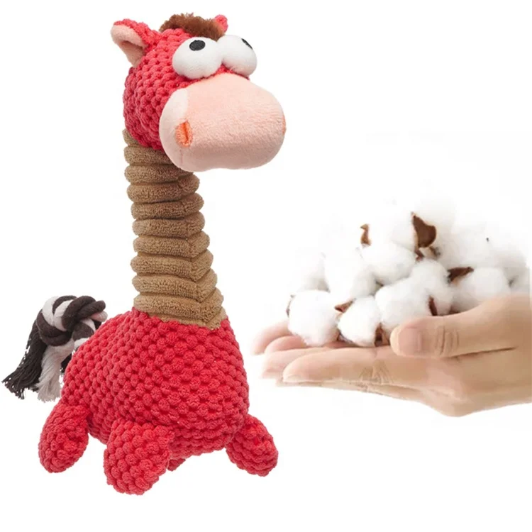 Stuffed Animal Chew Toys Rope giraffe Red pony Reducing Boredom durable Squeaky plush toys for dogs
