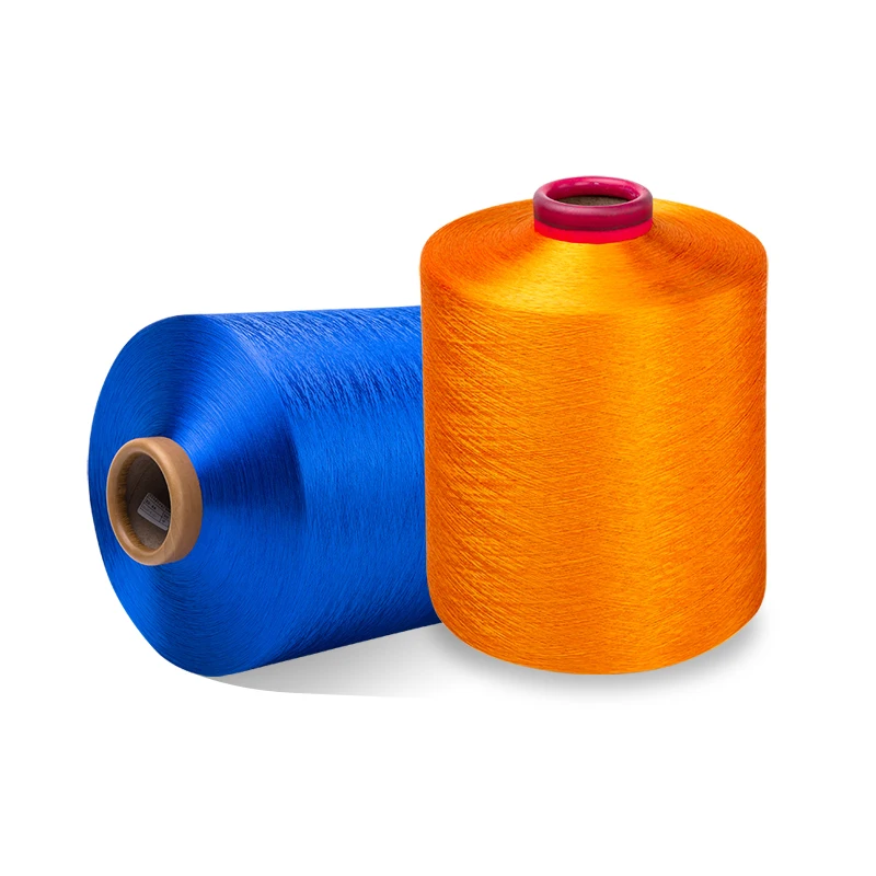China Factory Recycled Polyester Yarn DTY Dope Dyed Colored Yarn Red Blue Yellow