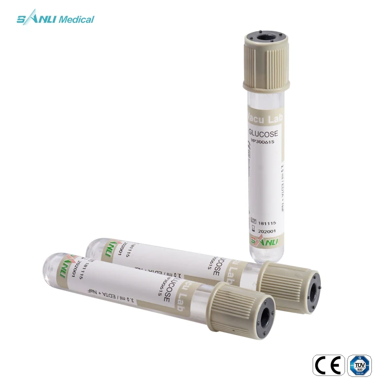 CE quality edta na2 plasma glucose vacuum blood collection test tube oxalate 2ml 13*75 mm grey cap