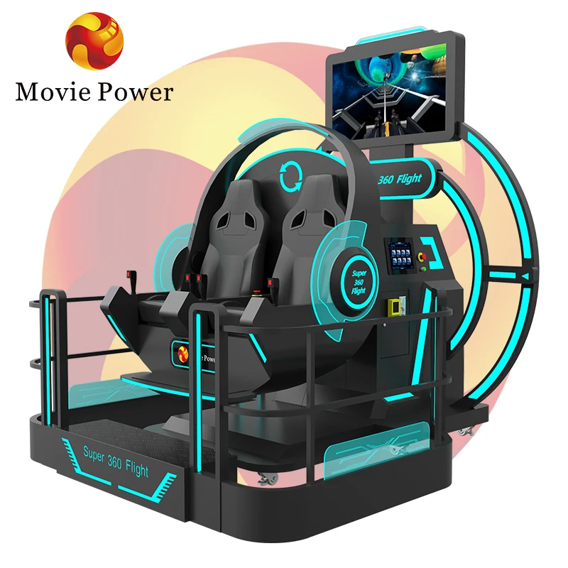 vr rollercoaster ride 360 vr game console attraction 2 seats 4d 8d 9d flight simulator vr game machine with shooting