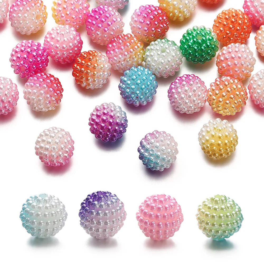 Brand New10 12mm Acrylic Two-Color Abs Bayberry Ball Beads Summer New Gradient Diy Bag Chain String Bead Accessories Loose Beads