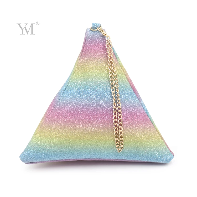 PVC leather cosmetic bags triangle oem colorful small pouch make up bag for women