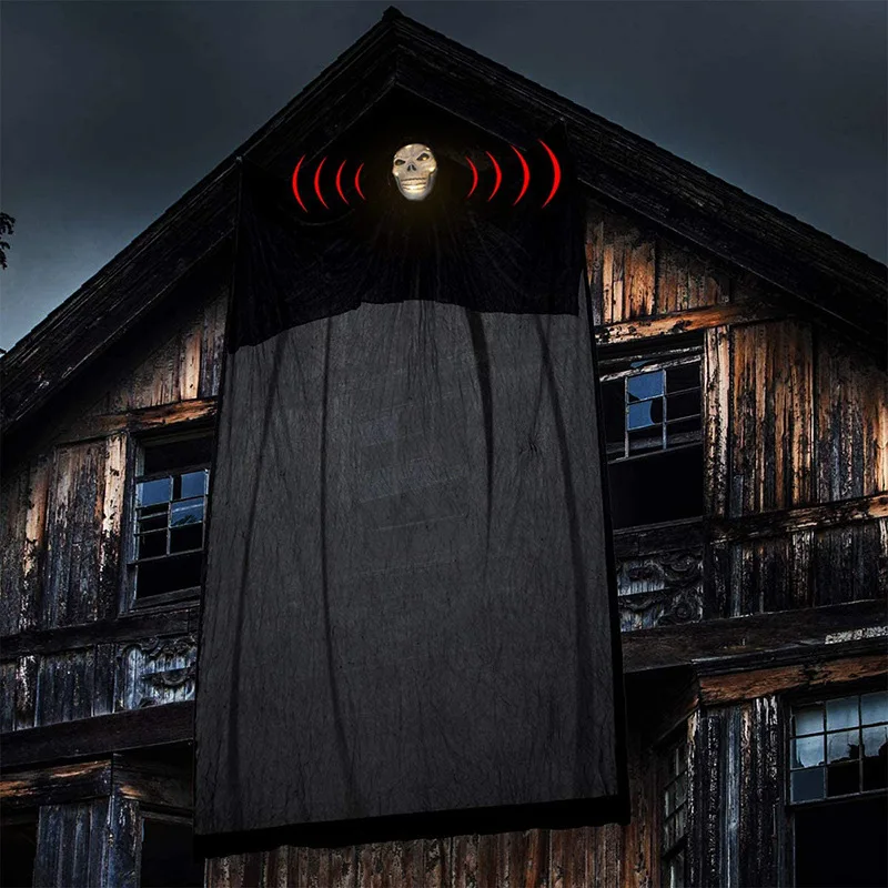 Halloween decorations voice-activated glow-emitting sound scary ghost masks Great Hanging ghosts