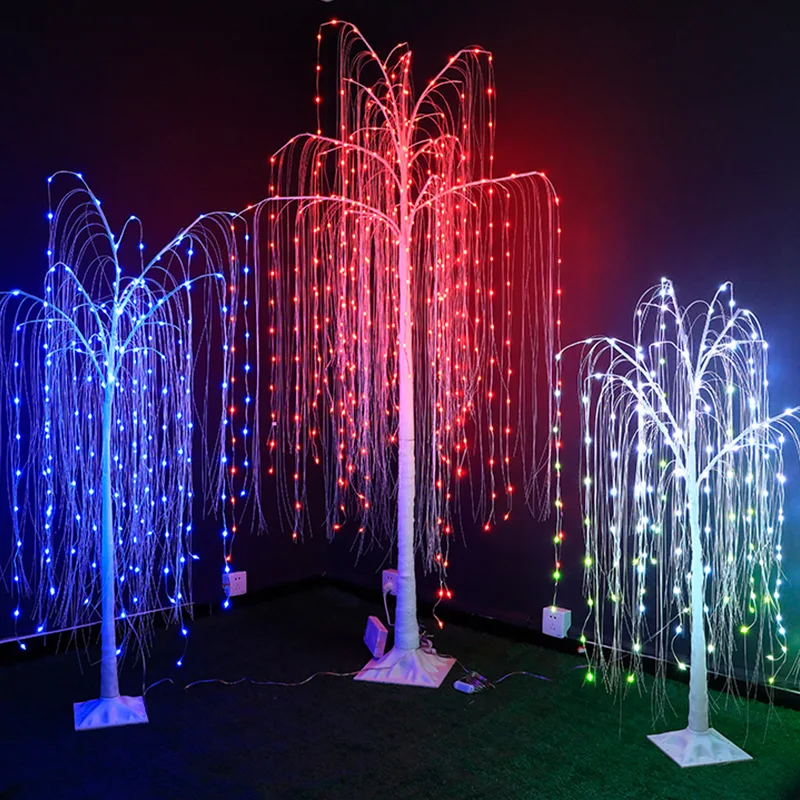 Custom App Control Foldable String Net Fairy Light Christmas Tree Decoration Led Strip 3d Smart Motif Dmx Willow Tree Light