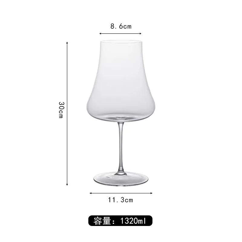 Popular Hot Selling Large Capacity Transparent Crystal Red Wine Glass Easy to Clean Luxurious Long Handled Glass