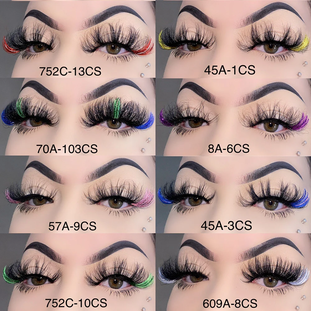 wholesale Eye tail color mink eyelashes real 3d mink eyelashes Colored strip eyelashes Colorful Lashes