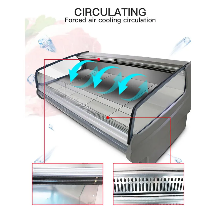 Hot Selling Open Fresh Meat Display Oval Shape