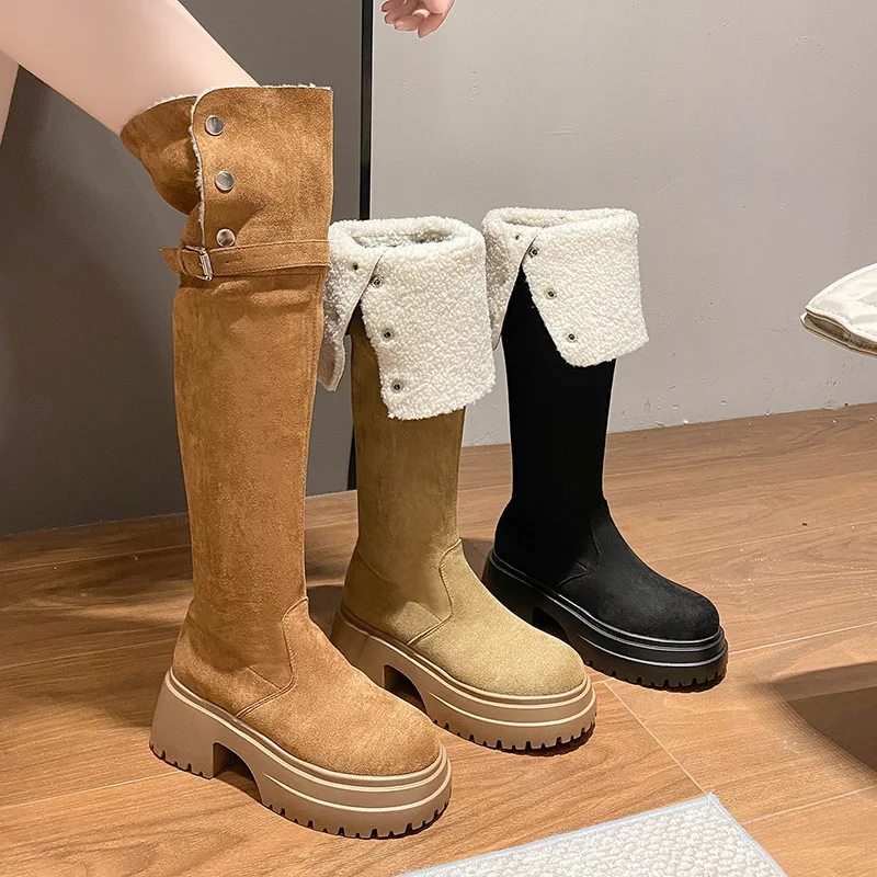 Fashionable Temperament Over The Knee Thick-soled Long Boots 2024 New Summer Slim High-top Knight Boots