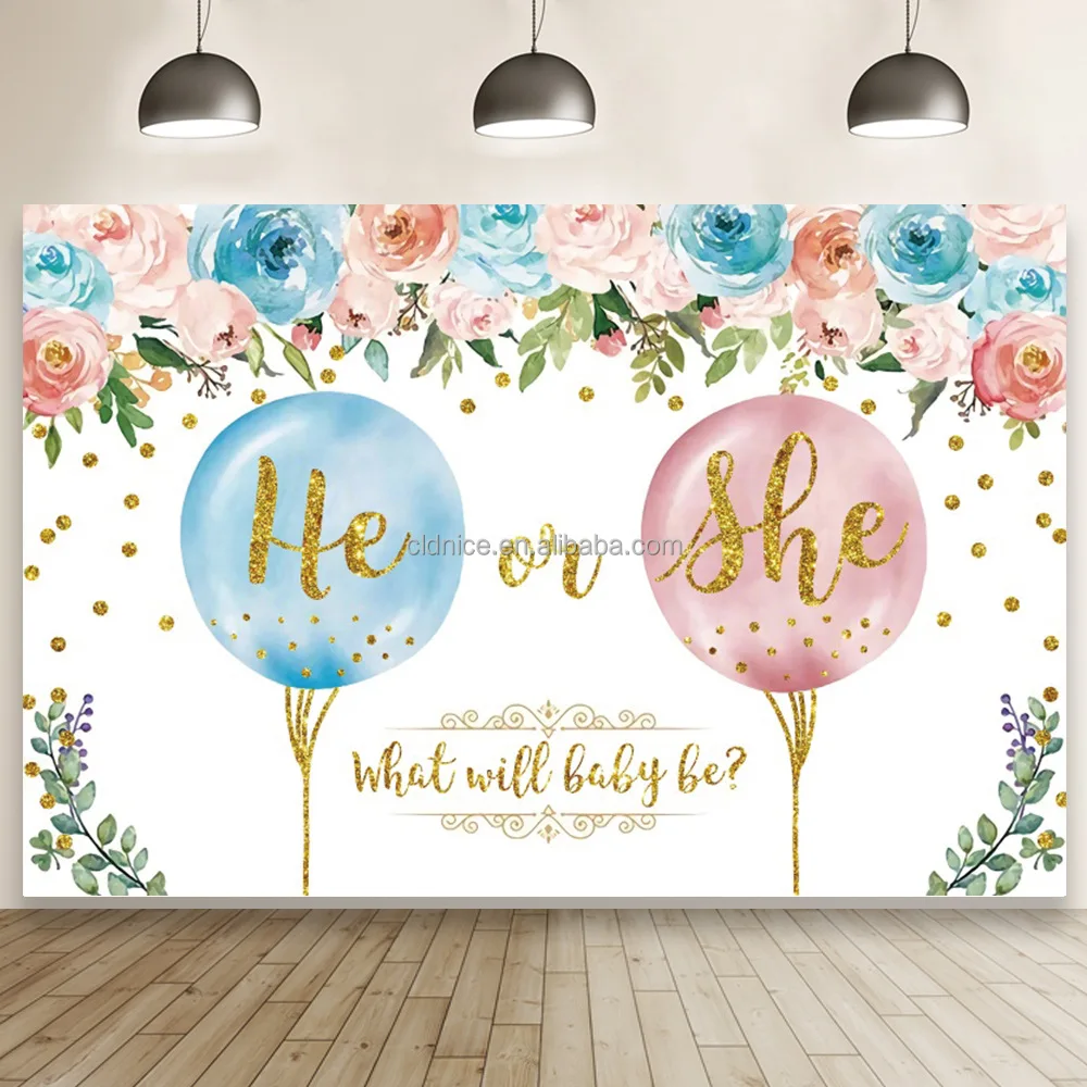 Nice Gender Reveal Backdrop Boy Or Girl Baby Gender Party Decorations Supplies Pink Blue What Will Baby Be Banner