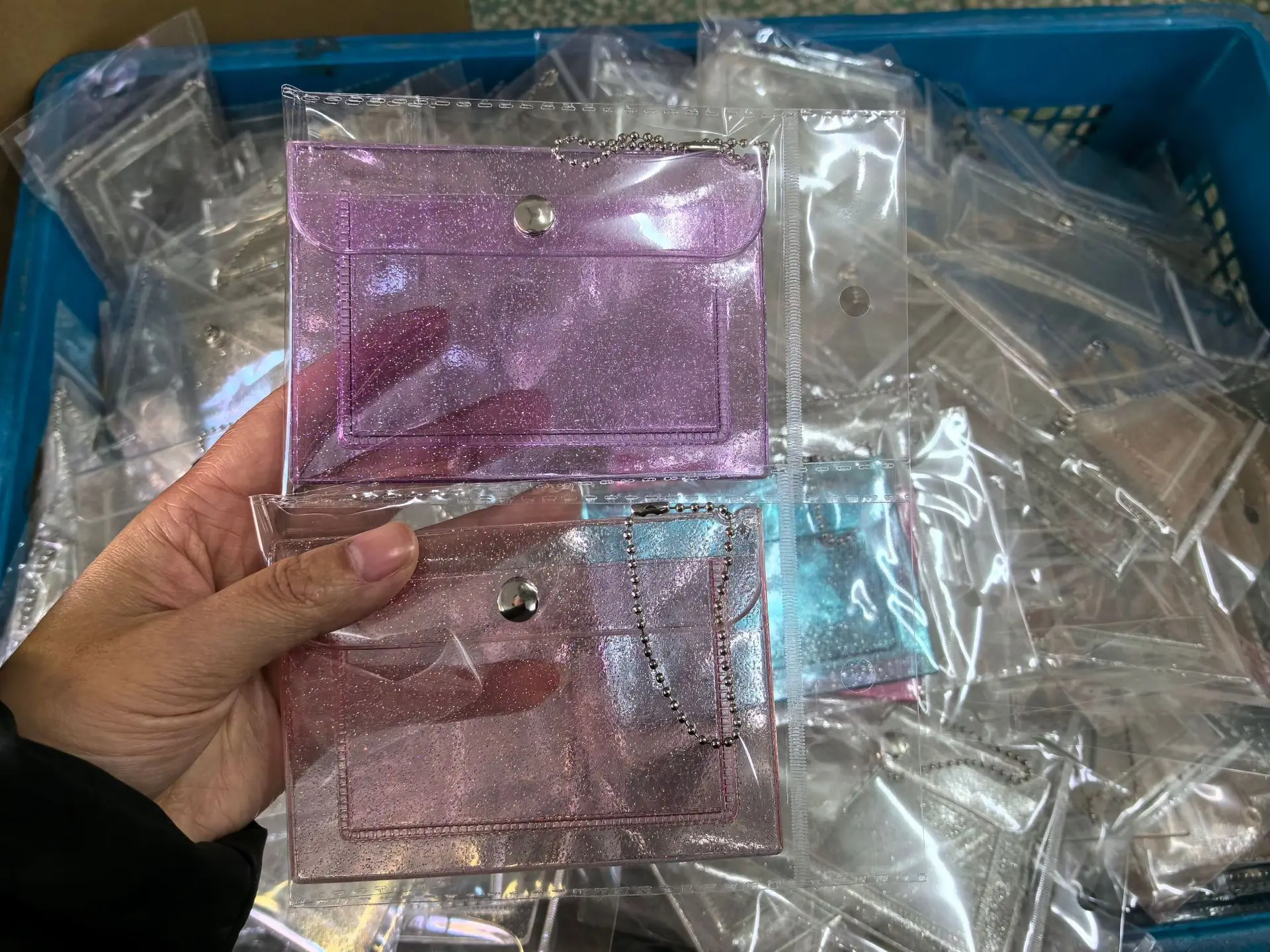 Custom PVC bag with Glitter Mini Photo Album Transparent PVC Protective Casing Envelope Small card wallet bag