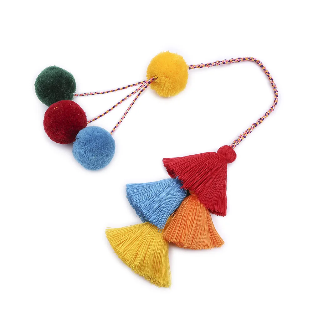 Colorful Bohemian Handmade long Pom Pom Tassel for bag decoration