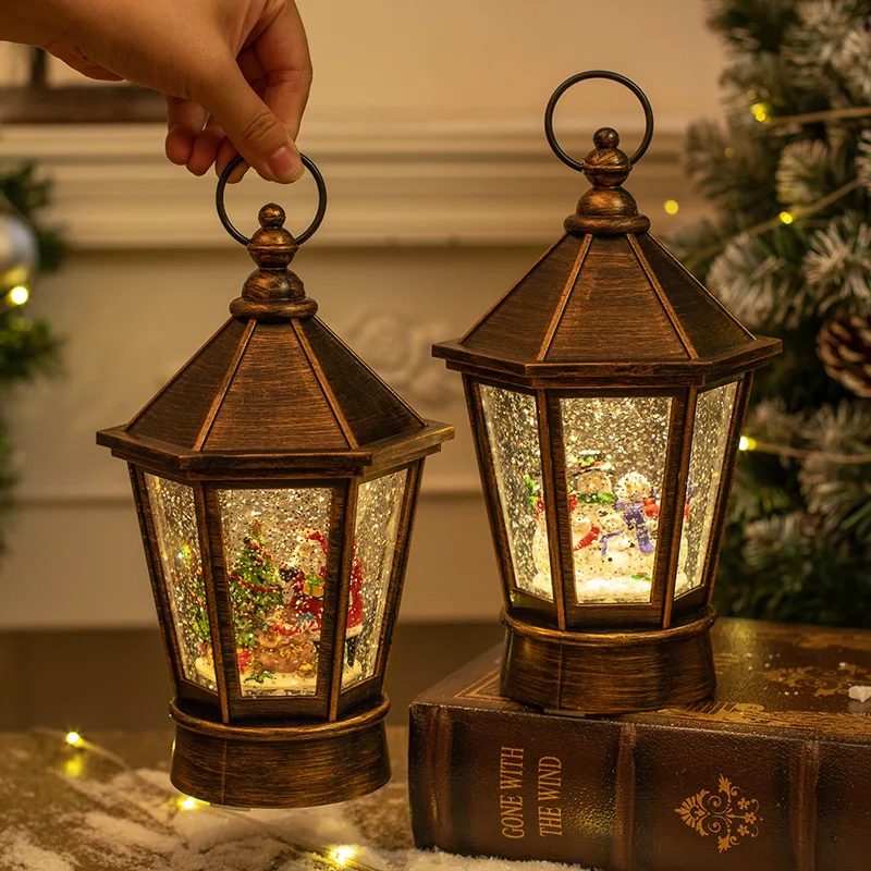 Christmas Decoration Lamp Hanging Christmas Lanterns Lamp Santa Snowman Scene Christmas Snow Globe
