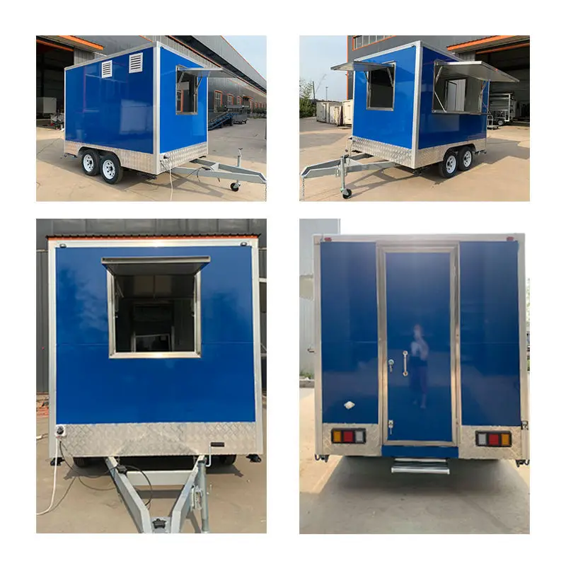 16ft American Mobile Coffee Cart Refrigerated Food Trailer Fully Kitchen Equipped Customized Street Van Bakery Kiosk Food Truck
