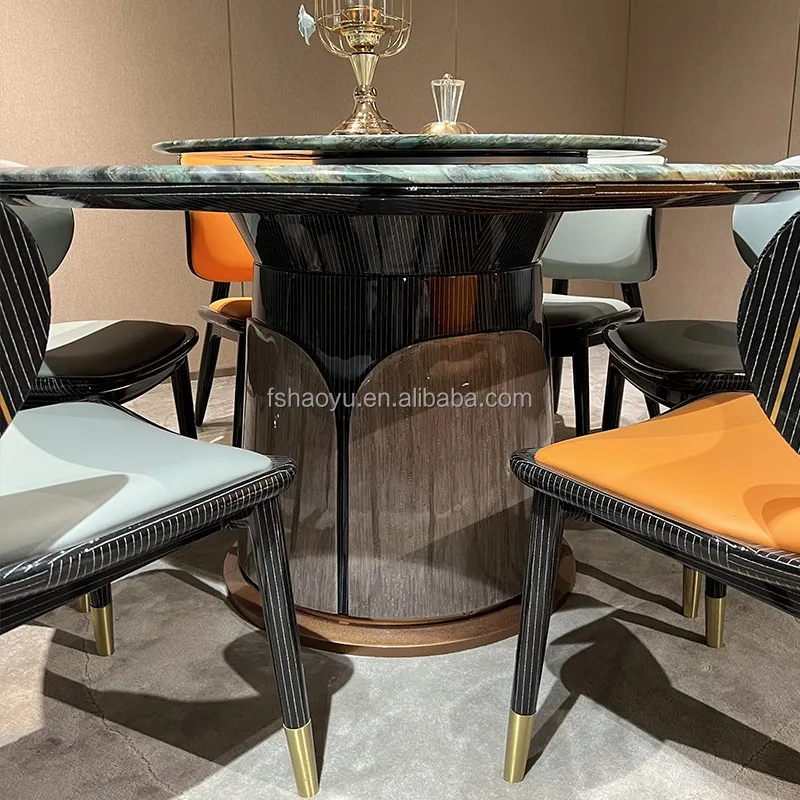 Итальянский роскошный обеденный стол современная кухня хорошая цена столешница из искусственного мрамора круглый 135-180 см