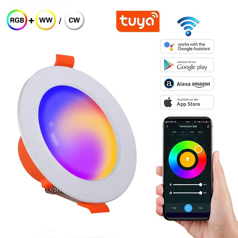 Прямая поставка умный светодиодный светильник с регулируемой яркостью Wi-Fi Tuya RGB белый совместим Alexa Google Home умные светодиодные
